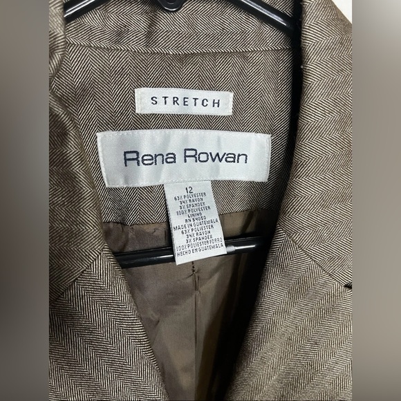Rena Rowan Taupe Striped Blazer size 12, stretch - Picture 3 of 6